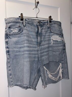 American Eagle Outfitters Light Blue Distressed Denim Shorts